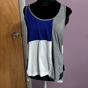 Derek Lam x Athleta Collab Color Block Tank in Royal Blue, Heather Gray, & White